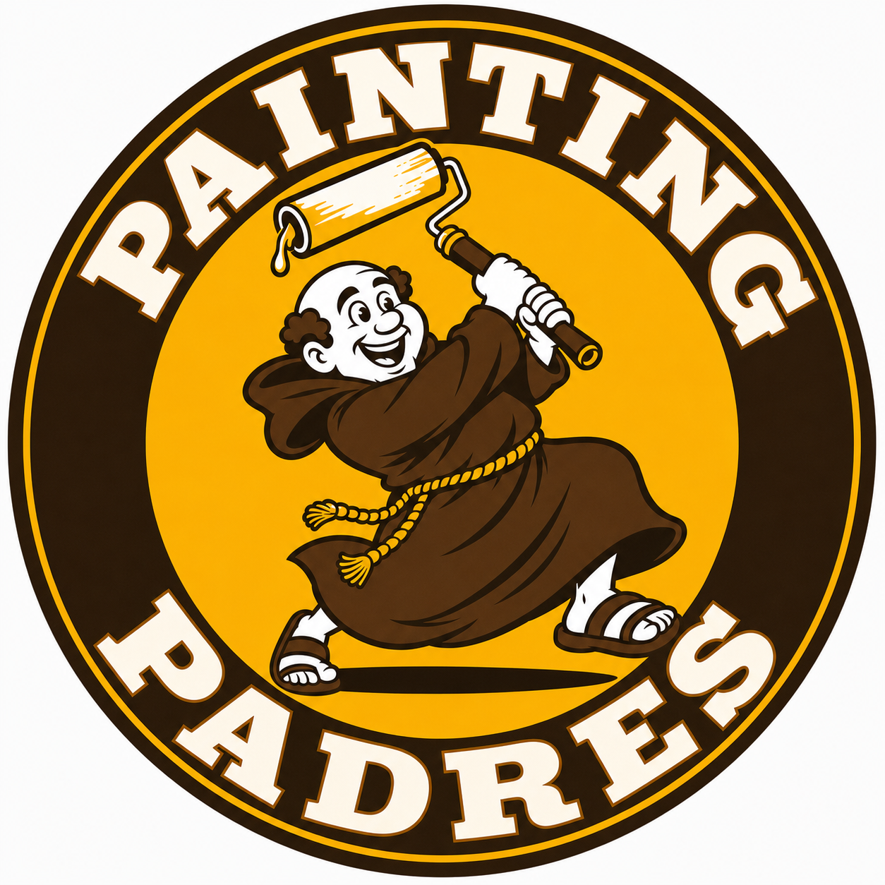 Painting Padres logo — a friar swinging a paint roller